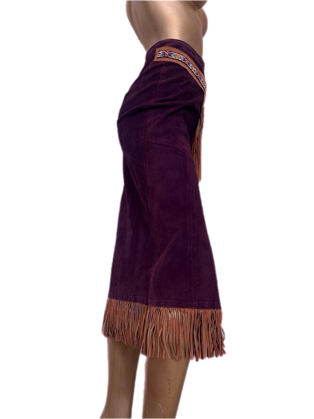Vintage Frontier Collection Suede Leather Fringe Beaded Jacket/Skirt Set L-5/6 - Picture 9 of 16